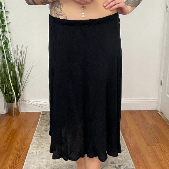 Ultimo Jeans Muir Pull-On Midi Skirt Side Zip Size 12 Black - Picture 1 of 3
